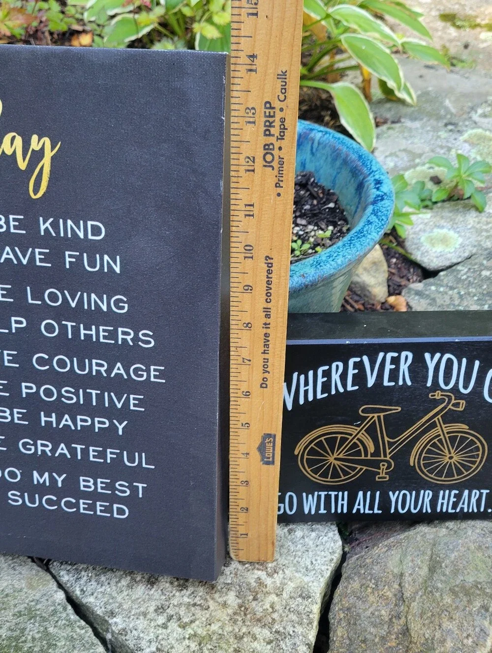 Set of 2 Inspirational Wall Decor Black Background Today I Will...